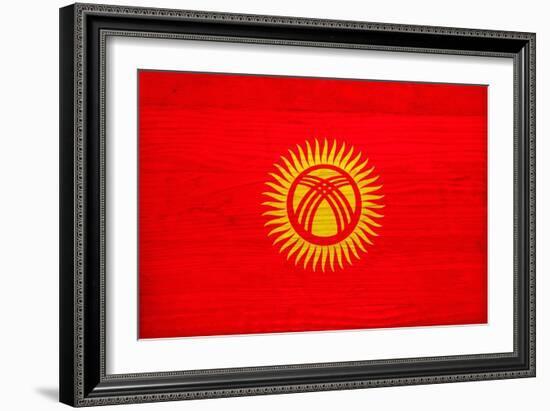 Kyrgyzstan Flag Design with Wood Patterning - Flags of the World Series-Philippe Hugonnard-Framed Art Print