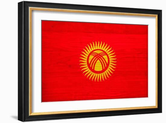 Kyrgyzstan Flag Design with Wood Patterning - Flags of the World Series-Philippe Hugonnard-Framed Art Print