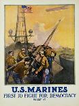 U.S. Marines - First to Fight for Democracy Recruiting Poster-L.a. Shafer-Framed Premier Image Canvas