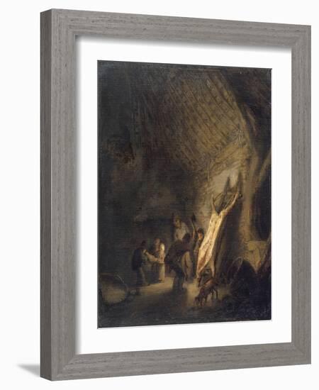 L'abattage du porc-Adrien Van Ostade-Framed Giclee Print
