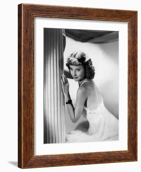 L'actrice americaine Barbara Stanwyck (1907- 1990) (b/w photo)-null-Framed Photo