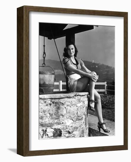 L'actrice francaise Michele Morgan a Hollywood en, 1941 (b/w photo)-null-Framed Photo