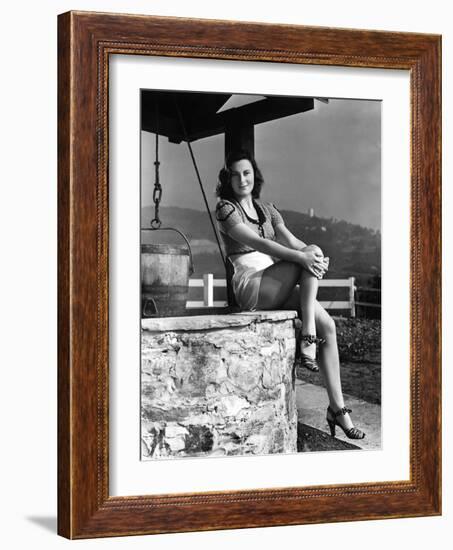 L'actrice francaise Michele Morgan a Hollywood en, 1941 (b/w photo)-null-Framed Photo