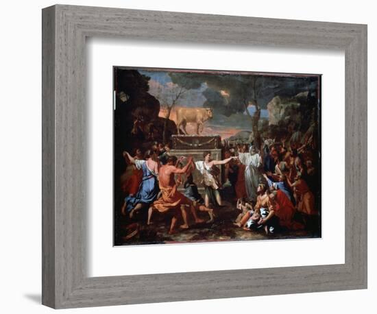 L'adoration Du Veau D'or (The Adoration of the Golden Calf). Le Peuple Hebreux Dansant Autour De L'-Nicolas Poussin-Framed Giclee Print