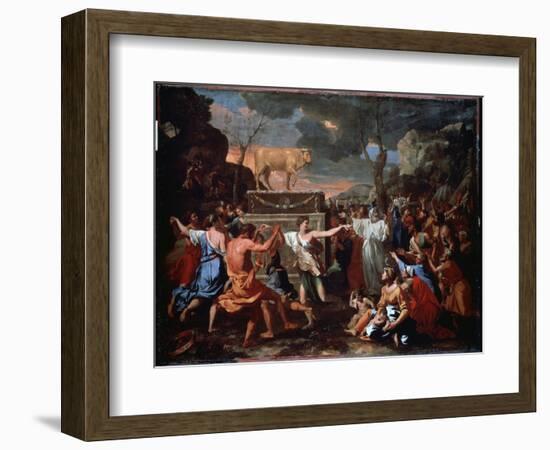 L'adoration Du Veau D'or (The Adoration of the Golden Calf). Le Peuple Hebreux Dansant Autour De L'-Nicolas Poussin-Framed Giclee Print