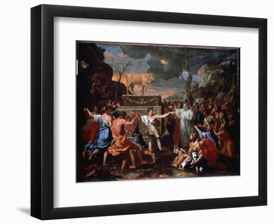 L'adoration Du Veau D'or (The Adoration of the Golden Calf). Le Peuple Hebreux Dansant Autour De L'-Nicolas Poussin-Framed Giclee Print