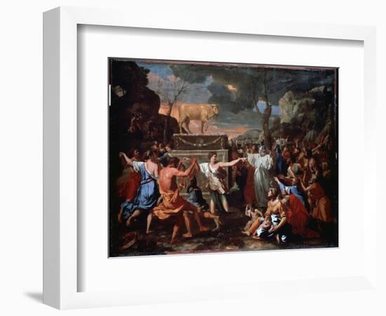 L'adoration Du Veau D'or (The Adoration of the Golden Calf). Le Peuple Hebreux Dansant Autour De L'-Nicolas Poussin-Framed Giclee Print