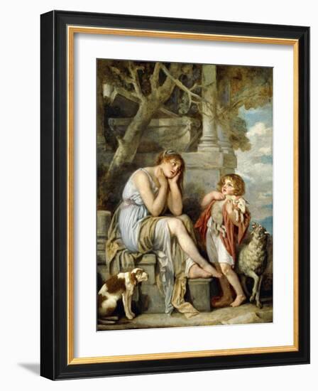 L'Agneau Cheri-Jean Baptiste Greuze-Framed Giclee Print