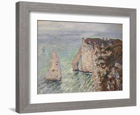 L'Aiguille and the Porte D'Eval, Etretat, 1886-Claude Monet-Framed Giclee Print