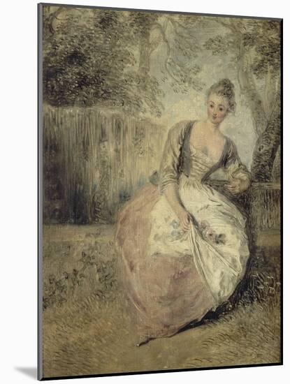 L'amante inquiète-Jean Antoine Watteau-Mounted Giclee Print