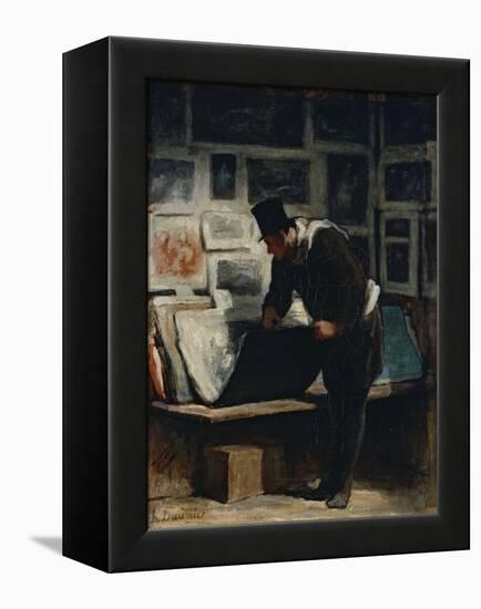 L'amateur d'estampes-Honoré Daumier-Framed Premier Image Canvas