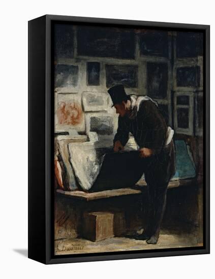 L'amateur d'estampes-Honoré Daumier-Framed Premier Image Canvas