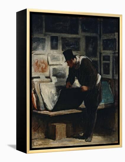 L'amateur d'estampes-Honoré Daumier-Framed Premier Image Canvas