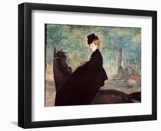 L'amazon or Portrait of Marie Lefebvre Riding a Horse 1875 (Oil on Canvas)-Edouard Manet-Framed Giclee Print