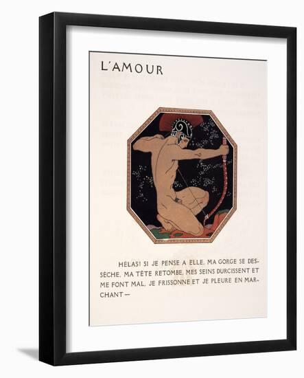L'amour, Illustration from Les Chansons De Bilitis, by Pierre Louys, Pub. 1922 (Pochoir Print)-Georges Barbier-Framed Giclee Print