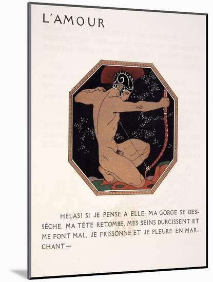 L'amour, Illustration from Les Chansons De Bilitis, by Pierre Louys, Pub. 1922 (Pochoir Print)-Georges Barbier-Mounted Giclee Print