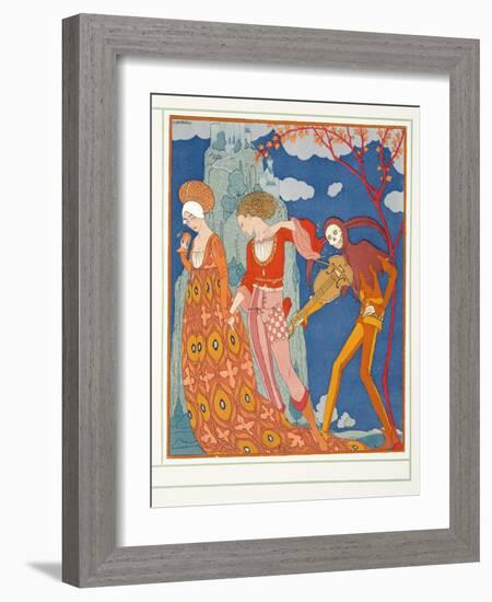 L'amour, Le Desir, at La Mort, from Personages De Comedie, Pub. 1922 (Pochoir Print)-Georges Barbier-Framed Giclee Print