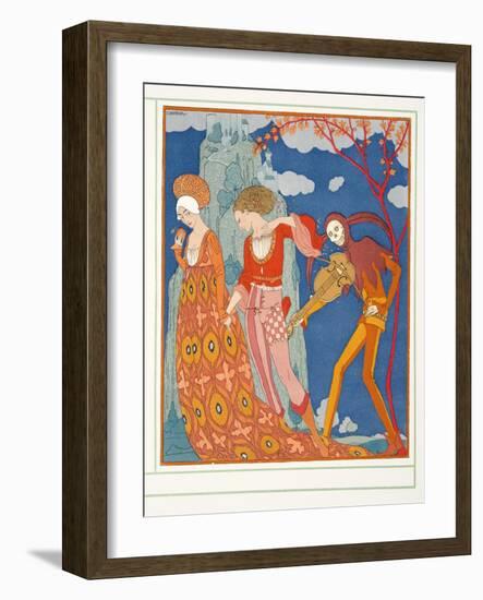 L'amour, Le Desir, at La Mort, from Personages De Comedie, Pub. 1922 (Pochoir Print)-Georges Barbier-Framed Giclee Print