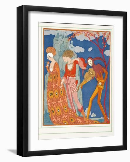 L'amour, Le Desir, at La Mort, from Personages De Comedie, Pub. 1922 (Pochoir Print)-Georges Barbier-Framed Giclee Print