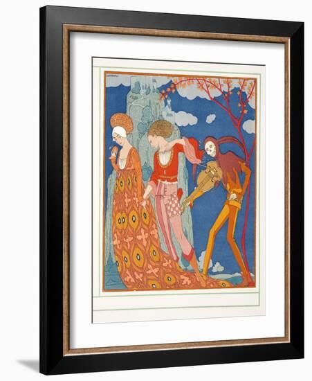 L'amour, Le Desir, at La Mort, from Personages De Comedie, Pub. 1922 (Pochoir Print)-Georges Barbier-Framed Giclee Print