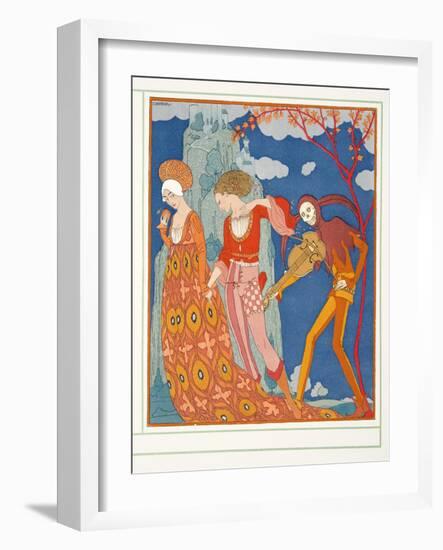 L'amour, Le Desir, at La Mort, from Personages De Comedie, Pub. 1922 (Pochoir Print)-Georges Barbier-Framed Giclee Print