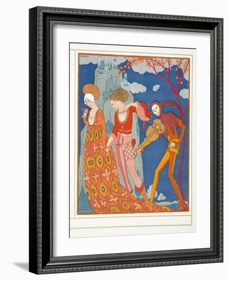 L'amour, Le Desir, at La Mort, from Personages De Comedie, Pub. 1922 (Pochoir Print)-Georges Barbier-Framed Giclee Print