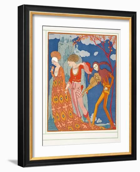 L'amour, Le Desir, at La Mort, from Personages De Comedie, Pub. 1922 (Pochoir Print)-Georges Barbier-Framed Giclee Print