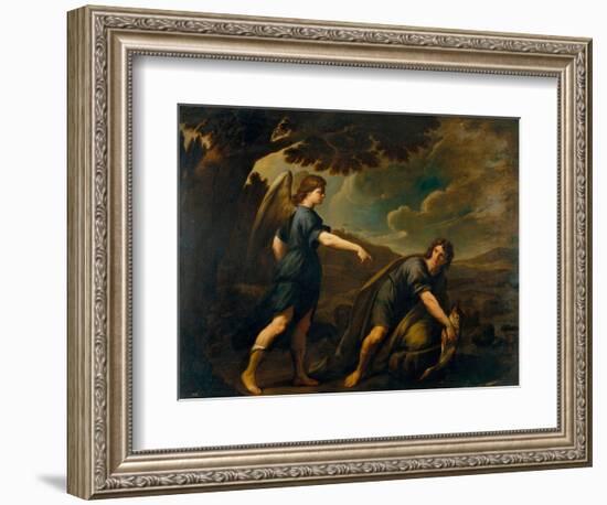 L'ange Et Tobie Avec Le Poisson (The Angel and Tobias with the Fish) - Peinture De Andrea Vaccaro (-Andrea Vaccaro-Framed Giclee Print