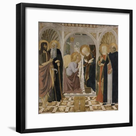 L'Annonciation et quatre saints. Avec saint Jean-Baptiste, saint Antoine, sainte Catherine et-Cosimo Rosselli-Framed Giclee Print