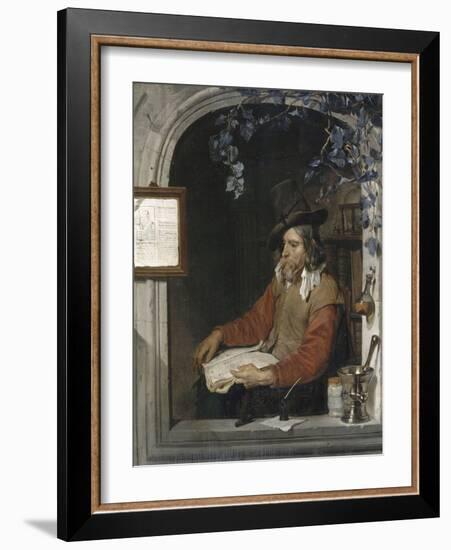 L'Apothicaire, dit aussi le Chimiste-Gabriel Metsu-Framed Giclee Print