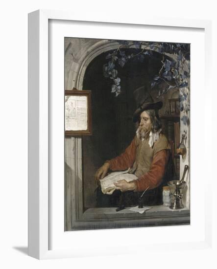 L'Apothicaire, dit aussi le Chimiste-Gabriel Metsu-Framed Giclee Print