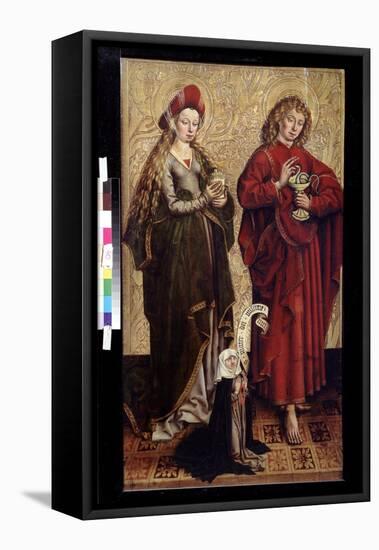 L'apotre Jean, Marie Madeleine Et La Donatrice (John the Apostle, Mary Magdalen and Donor). Peintur-Martin Schongauer-Framed Premier Image Canvas