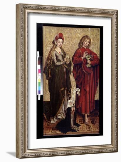 L'apotre Jean, Marie Madeleine Et La Donatrice (John the Apostle, Mary Magdalen and Donor). Peintur-Martin Schongauer-Framed Giclee Print