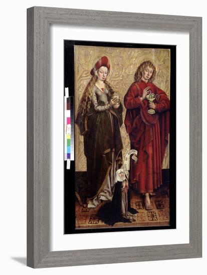 L'apotre Jean, Marie Madeleine Et La Donatrice (John the Apostle, Mary Magdalen and Donor). Peintur-Martin Schongauer-Framed Giclee Print