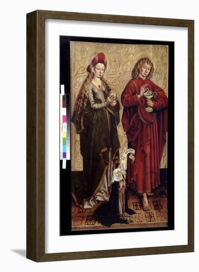 L'apotre Jean, Marie Madeleine Et La Donatrice (John the Apostle, Mary Magdalen and Donor). Peintur-Martin Schongauer-Framed Giclee Print