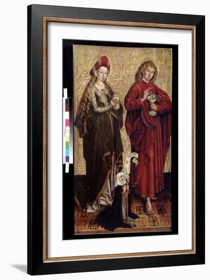 L'apotre Jean, Marie Madeleine Et La Donatrice (John the Apostle, Mary Magdalen and Donor). Peintur-Martin Schongauer-Framed Giclee Print