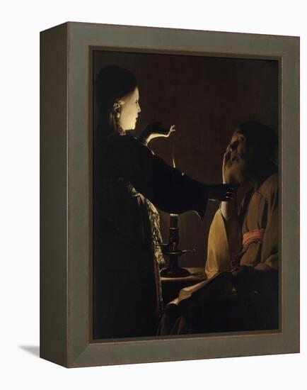 L'Apparition de l'ange à saint Joseph, dit aussi Le Songe de saint Joseph-Georges de La Tour-Framed Premier Image Canvas