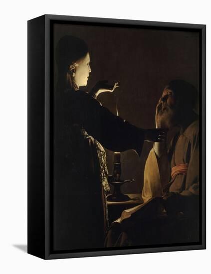 L'Apparition de l'ange à saint Joseph, dit aussi Le Songe de saint Joseph-Georges de La Tour-Framed Premier Image Canvas