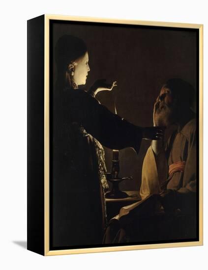 L'Apparition de l'ange à saint Joseph, dit aussi Le Songe de saint Joseph-Georges de La Tour-Framed Premier Image Canvas