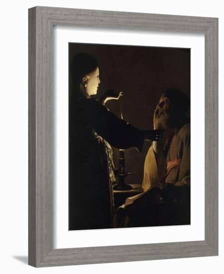 L'Apparition de l'ange à saint Joseph, dit aussi Le Songe de saint Joseph-Georges de La Tour-Framed Giclee Print