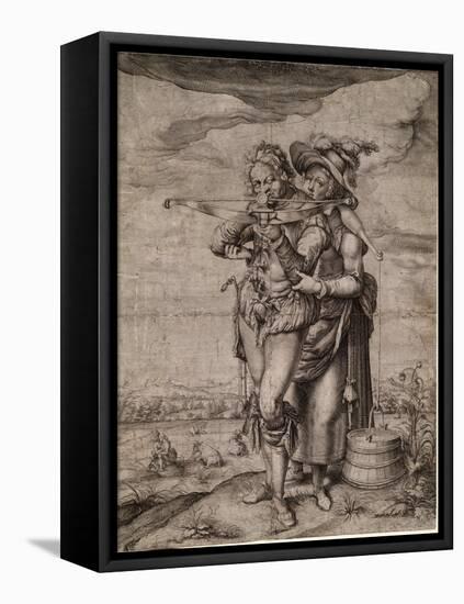 L'arbaletrier Et La Laitiere - the Crossbowman and the Milkmaid - Gheyn, Jacques De, the Younger (J-Jacques II de Gheyn-Framed Premier Image Canvas