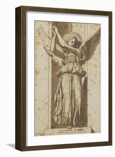 L'archange Raphaël porte vers Dieu les prières des hommes-Jean-Auguste-Dominique Ingres-Framed Giclee Print