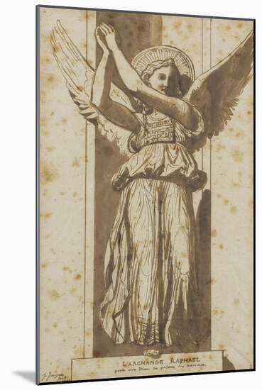 L'archange Raphaël porte vers Dieu les prières des hommes-Jean-Auguste-Dominique Ingres-Mounted Giclee Print