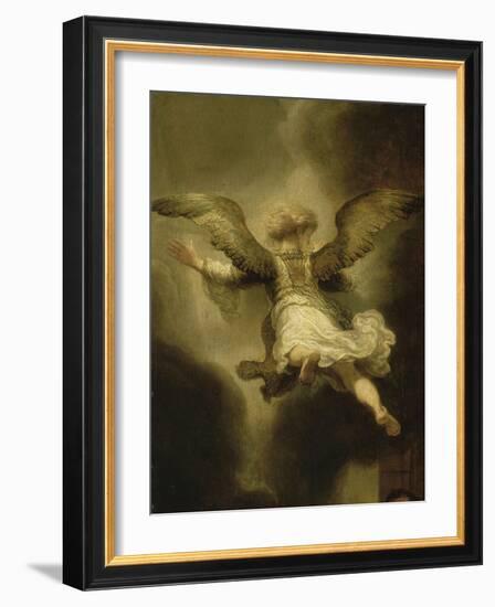 L'Archange Raphaël quittant la Famille de Tobie-Rembrandt van Rijn-Framed Giclee Print