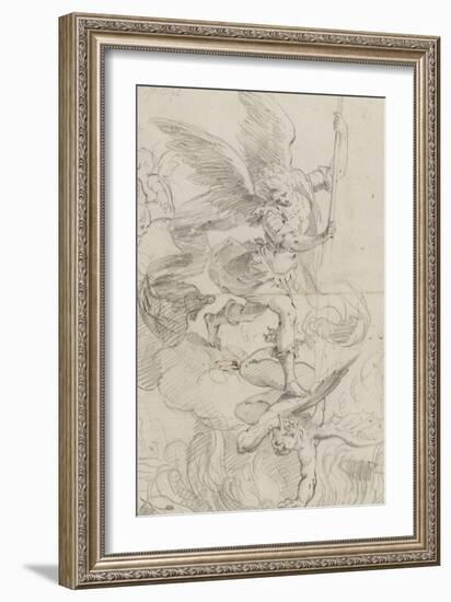 L'archange Saint Michel terrassant le dragon-Domenico Fiasella-Framed Giclee Print
