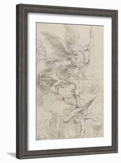 L'archange Saint Michel terrassant le dragon-Domenico Fiasella-Framed Giclee Print