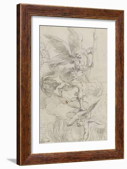 L'archange Saint Michel terrassant le dragon-Domenico Fiasella-Framed Giclee Print