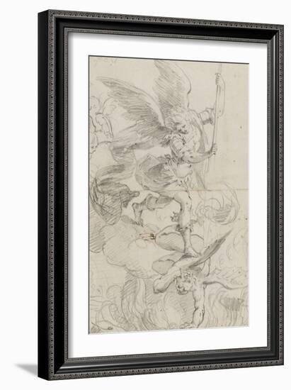 L'archange Saint Michel terrassant le dragon-Domenico Fiasella-Framed Giclee Print