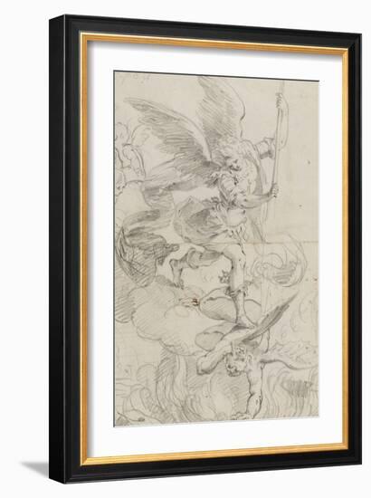 L'archange Saint Michel terrassant le dragon-Domenico Fiasella-Framed Giclee Print