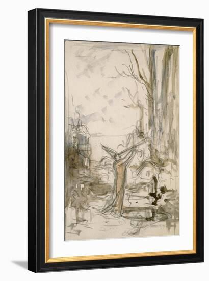 L'Astrologue qui se laisse tomber dans un puits. Esquisse pour les "Fables de La Fontaine"-Gustave Moreau-Framed Giclee Print